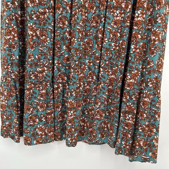 Studio Untold Ditsy Floral Maxi Dress Teal Orange 3/4 Sleeves Boho Sz 20/22 - Picture 5 of 10